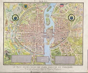 Map of Paris c.1540, known as the Plan de la Tapisserie, made as a tapestry c.1571, 1818